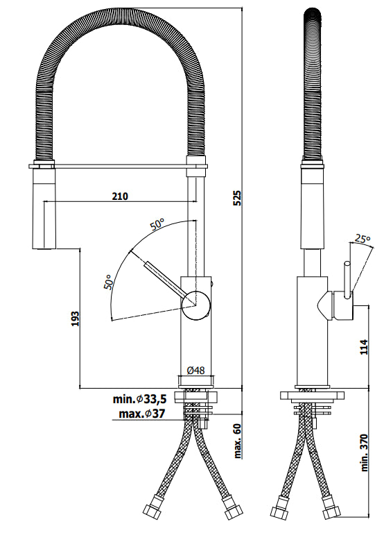 Paffoni Light Miscelatore lavello canna orientabile Cromo Nero Opaco Lig179CRNO