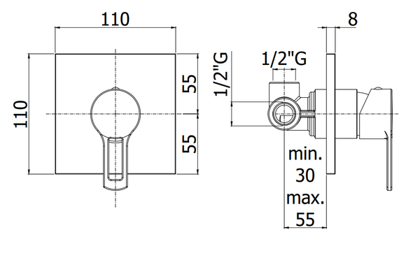 Paffoni Ringo Rin010no/m Miscelatore doccia Incasso 1, componenti inclusi smontati: corpo incasso, placca e rosone