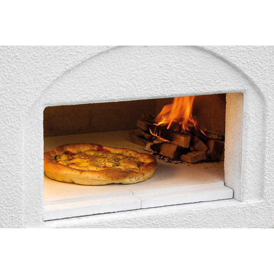 Palazzetti Gargano 3 barbecue a legna grezzo con forno, vista laterale che mostra profilo e dimensioni