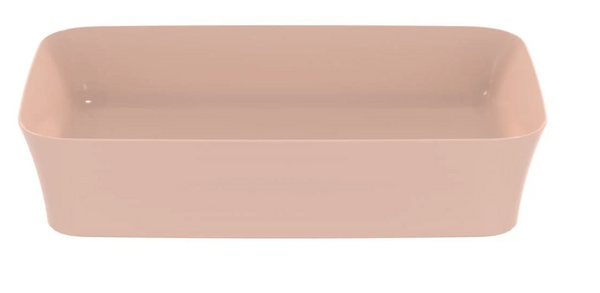 Ideal standard Ipalyss Lavabo 55x38 rettangolare da appoggio senza foro senza troppo pieno in Diamatec rosa pallido