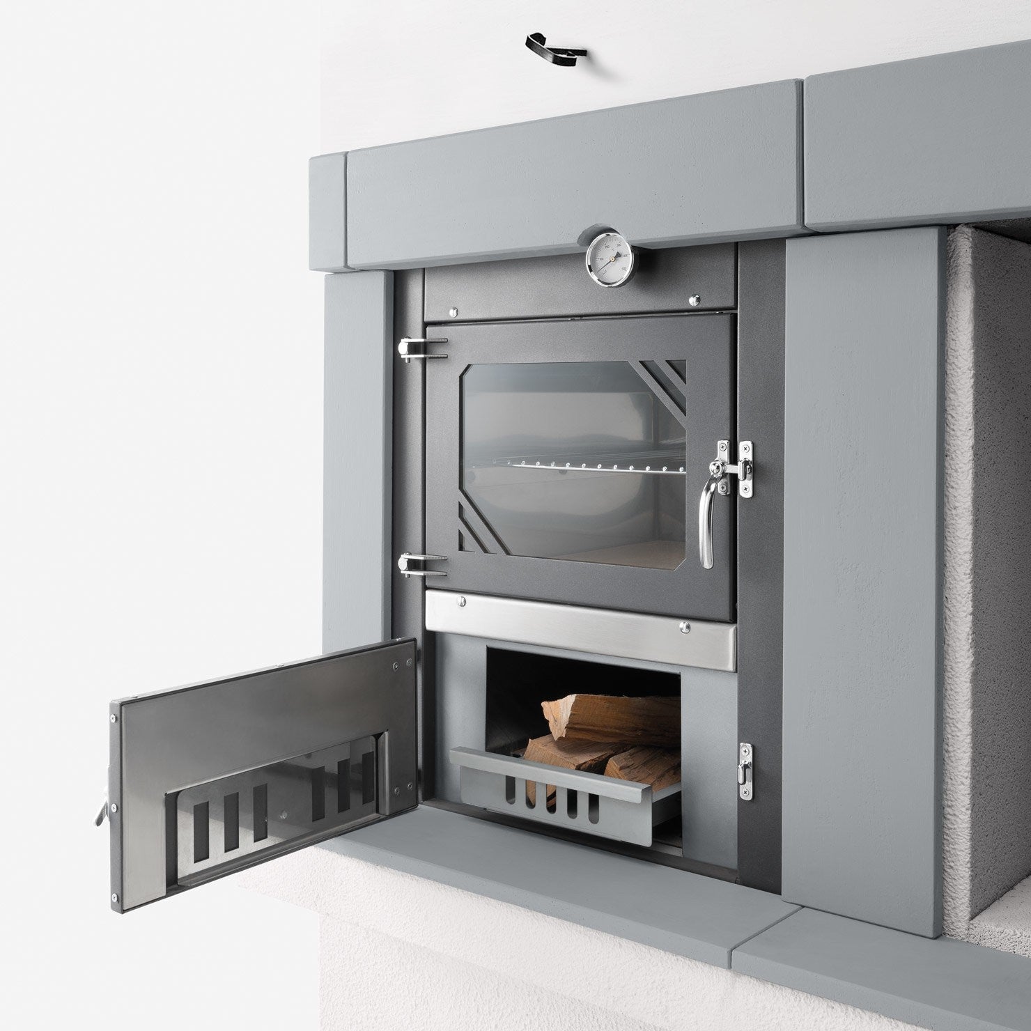 Camino aperto a Legna con forno ad aria e modulo Grill Palazzetti Linosa 802200320
