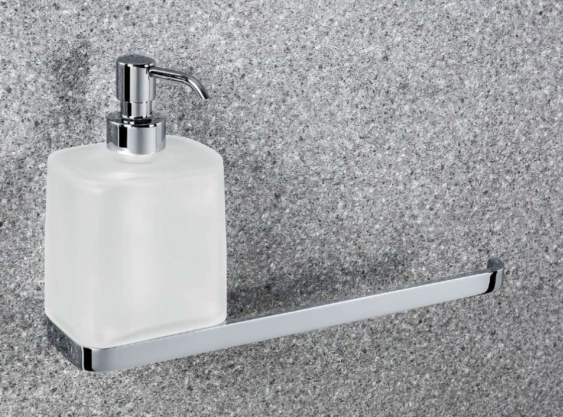 Colombo Time w4274 porta salvietta bidet dispenser portasapone liquido reversibile in Vetro Acidato Naturale cromo