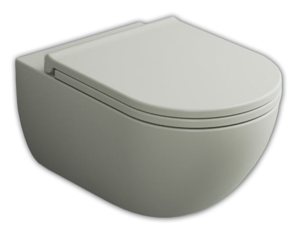 Ceramica Cielo Coppia Sanitari Sospesi Bidet E Vaso Senza Brida Con Sedile Rallentato Pomice