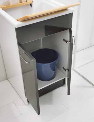 Colavene Swash mobile lavatoio 50x45 due ante con tavola lavapanni in legno massello Grigio Antracite