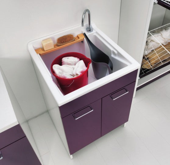 Colavene Swash mobile lavatoio 50x45 con tavola lavapanni melanzana lucido