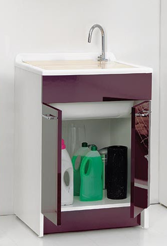 Colavene Swash mobile lavatoio 50x45 con tavola lavapanni melanzana lucido