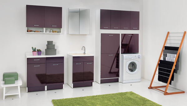 Colavene Swash mobile lavatoio 50x45 con tavola lavapanni melanzana lucido