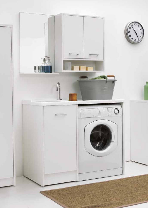 Colavene Domestica Mobile lavatoio Con Vasca Lavapanni A Sinistra In Abs 106x50x90 Cm Con Alloggio Lavatrice tela bianco