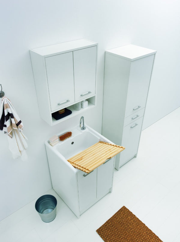 Mobile Lavatoio 60x50 2 ante con vasca lavapanni abs Tela Bianco Domestica DL6050B Colavene
