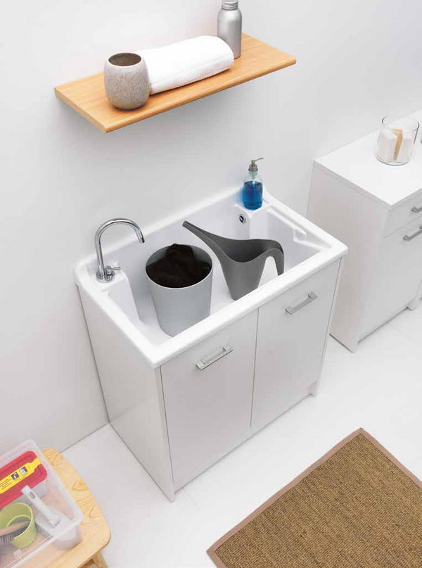 Mobile Lavatoio 80x45 con tavola e vasca in abs Bianco Domestica Lavanderia DL8045B Colavene