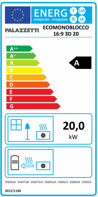 Caminetto a legna 20 kw ad aria e irraggiamento Palazzetti Ecomonoblocco EM16:9 3D 802572860