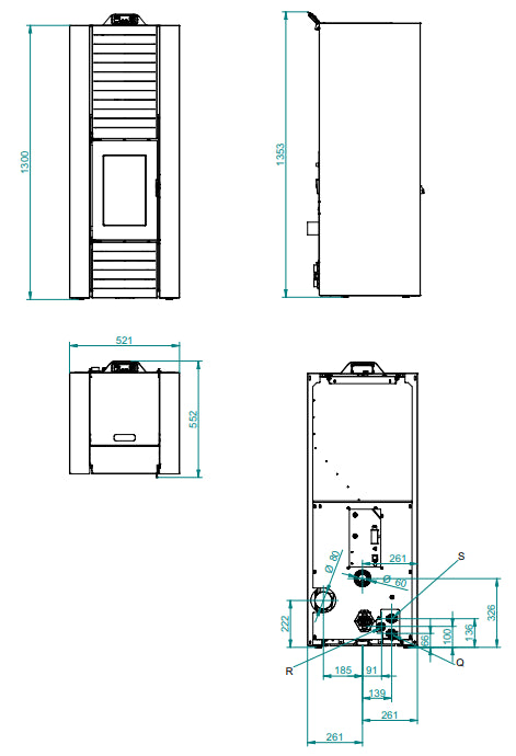 Stufa ermetica A Pellet ad acqua Ecofire in acciaio nero Palazzetti Martina Idro Lux 15