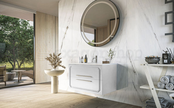 Mobile bagno bianco lucido 80x46 Vienna con lavabo in ceramica lucido