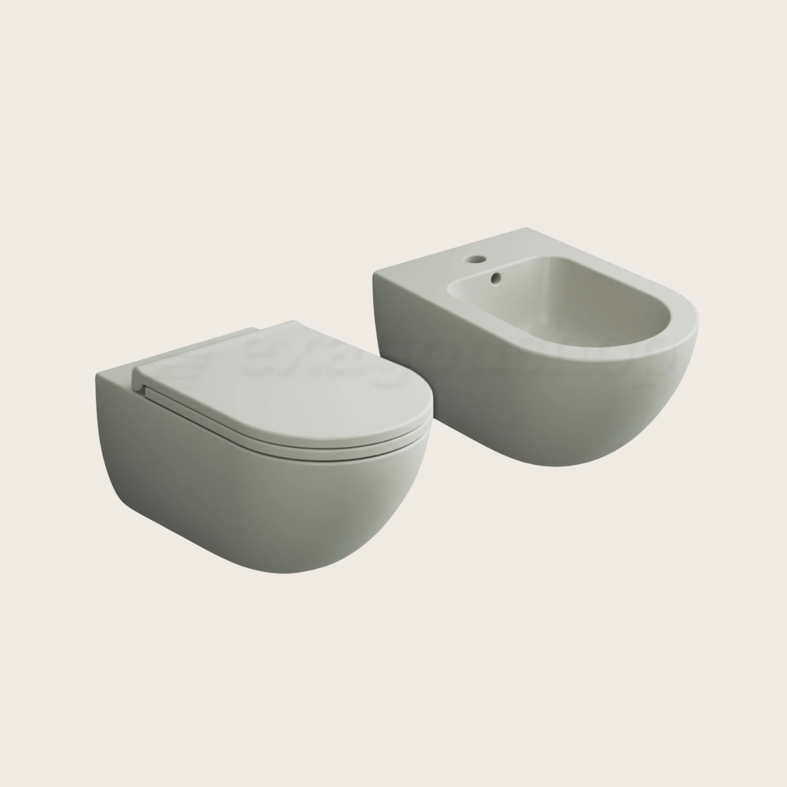 Ceramica Cielo Coppia Sanitari Sospesi Bidet E Vaso Senza Brida Con Sedile Rallentato Pomice