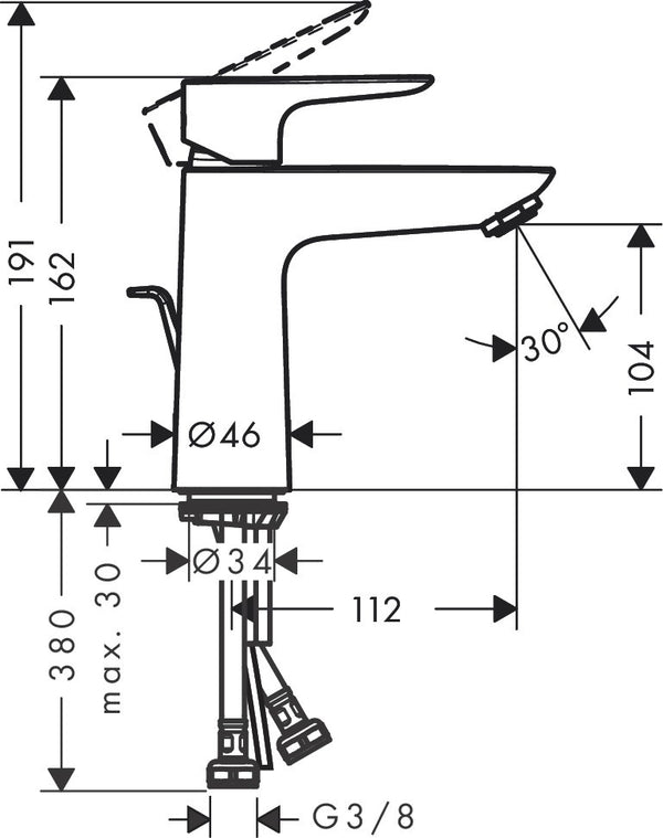 Hansgrohe Talis E Miscelatore Monocomando Lavabo 110 con piletta Cromo 71710000