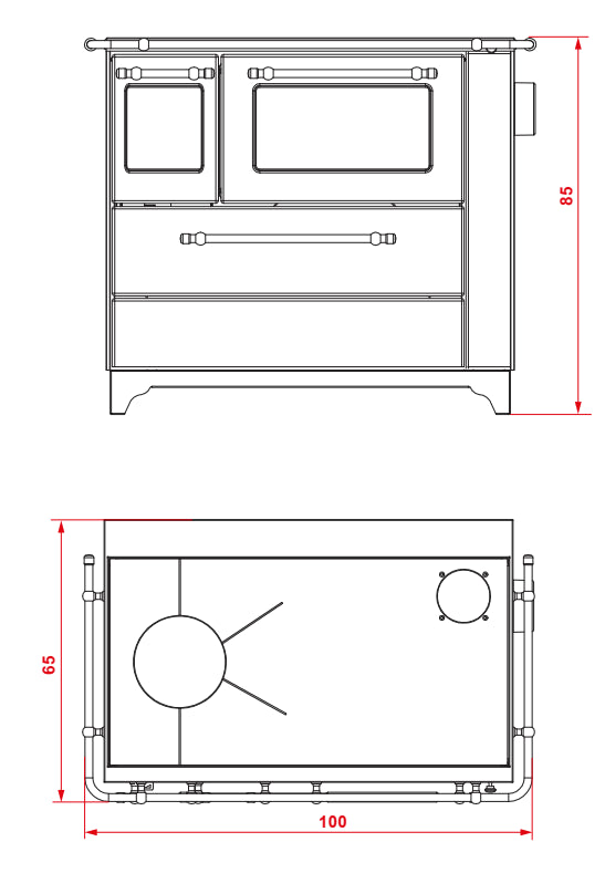Royal Betty 4.5 New Cucina A Legna 6kw 100x65x85 Cm In Acciaio Smaltato Canna Di Fucile