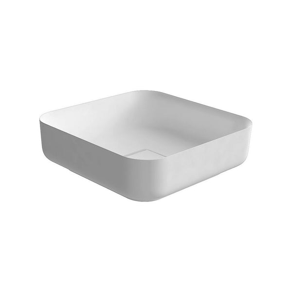 Antonio Lupi Lavabo 40x40 in Flumood Bianco opaco Bolomood40 visto dall'alto con scarico e interno visibili - Antonio...