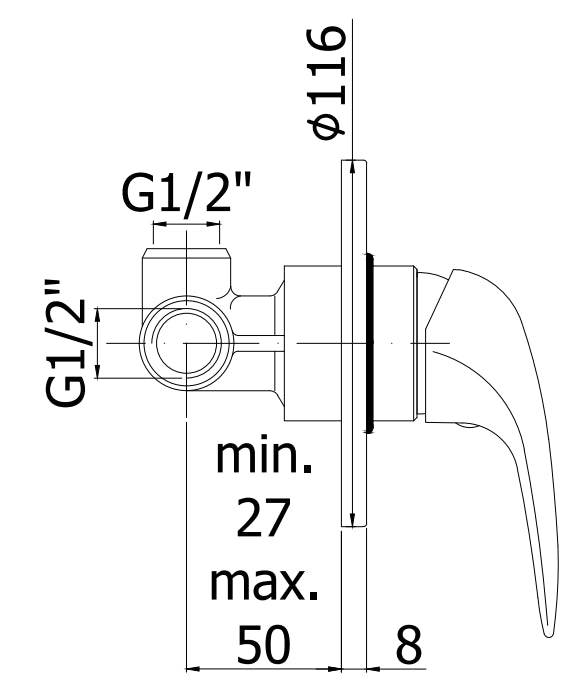 Paffoni Nettuno Nt168 Miscelatore doccia Monocomando Esterno Cromo