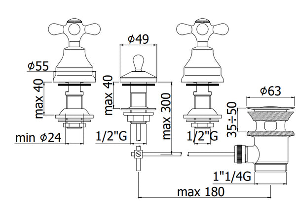 Paffoni Iris IRV116CR Gruppo Bidet 3 Fori Cromo
