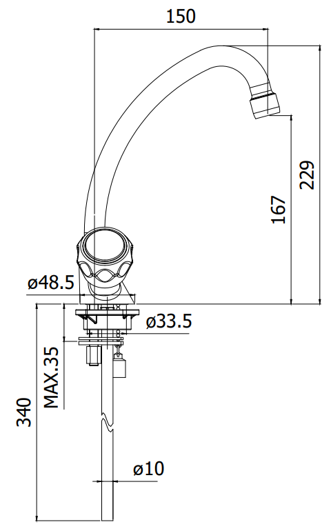 Paffoni danubio da076 gruppo lavello monoforo cromo