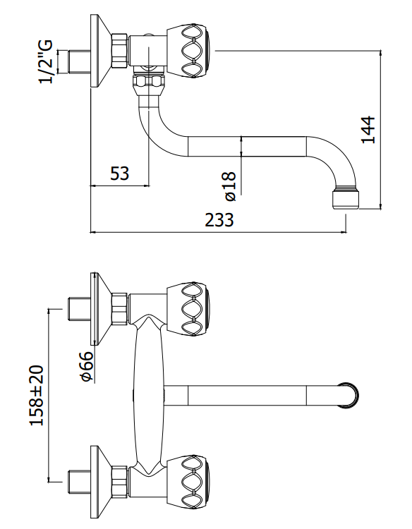 Paffoni danubio da170 gruppo lavello a muro canna 18 cm cromo