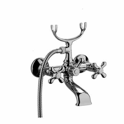 Paffoni Iris IRV022CR Gruppo Vasca Esterno Lusso con doccetta bianco Cromo