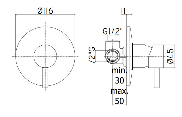 Paffoni Birillo Bi010 Miscelatore doccia ad incasso Monocomando con Piastra 116mm Cromo
