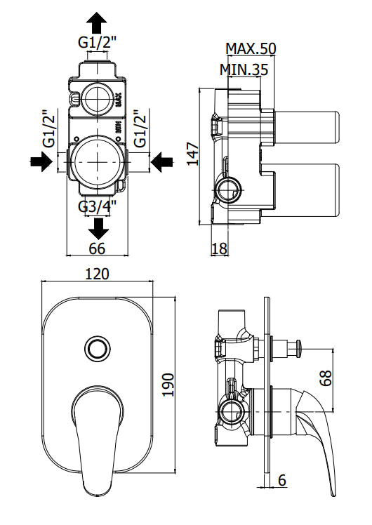 Paffoni Duemila Du015 Miscelatore doccia Monocomando ad Incasso Cromo