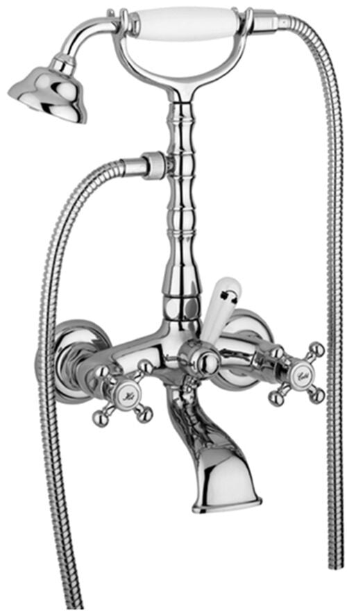 Paffoni Belinda Fblv023 Gruppo Vasca Esterno Lux In Metallo ambientato in box doccia con pareti in vetro
