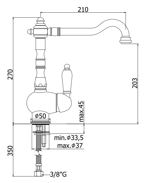 Paffoni melissa fme181 miscelatore lavello monoforo con canna 21 cm orientabile cromo