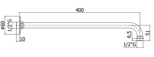 Paffoni Zsof016 Braccio Doccia Tubo 30 cm rosone 60 mm Cromo