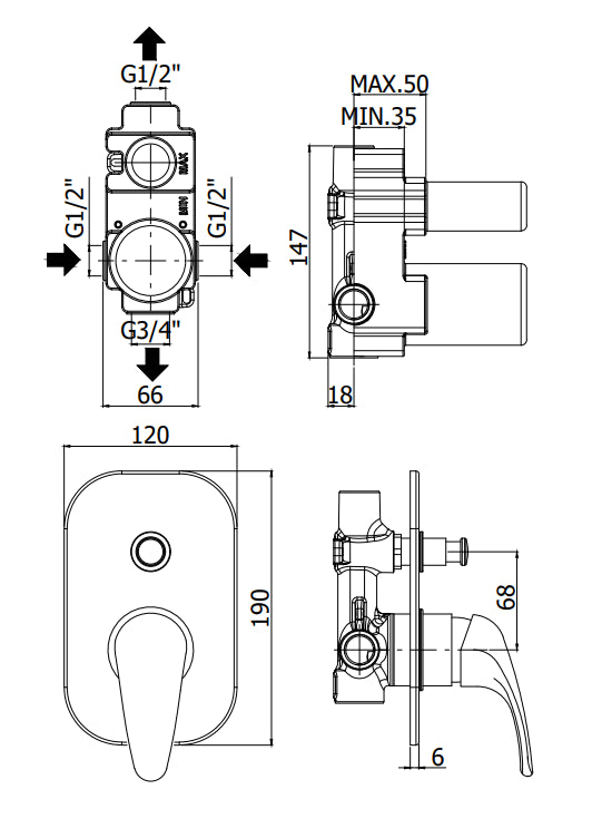 Paffoni Nettuno Due Nd015 Miscelatore doccia incasso Monocomando 2 Uscite Cromo