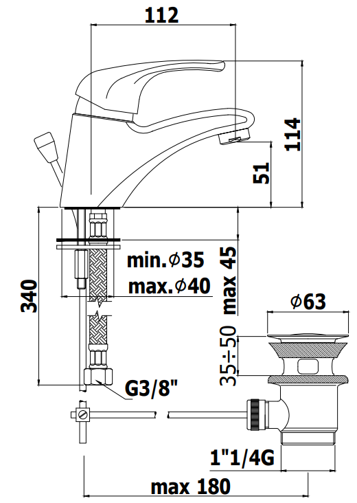 Paffoni Nettuno Due Nd075 Miscelatore lavabo scarico automatico Cromo