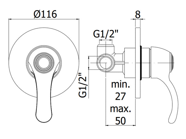 Paffoni Flavia Fa011 Miscelatore doccia ad incasso Monocomando Con Piastra Lusso 11 cm Cromo