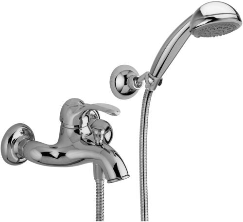 Paffoni Flavia Fa024 Miscelatore Esterno Vasca Con Doccetta ambientato in box doccia con pareti in vetro