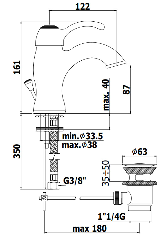 Paffoni Flavia Fa075 Miscelatore Lavabo con scarico automatico Cromo