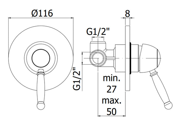 Paffoni Giorgia Gi011 Miscelatore doccia ad Incasso a muro Con Piastra 11 cm Cromo