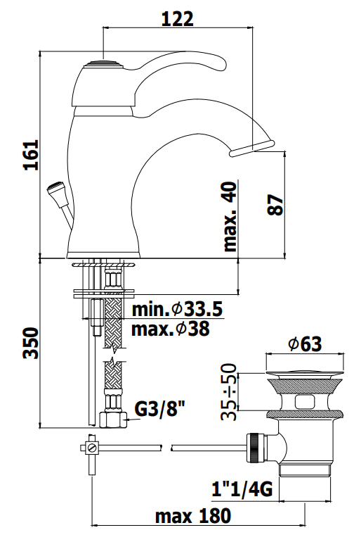 Paffoni Giorgia Gi075 Miscelatore Lavabo con scarico automatico Cromo