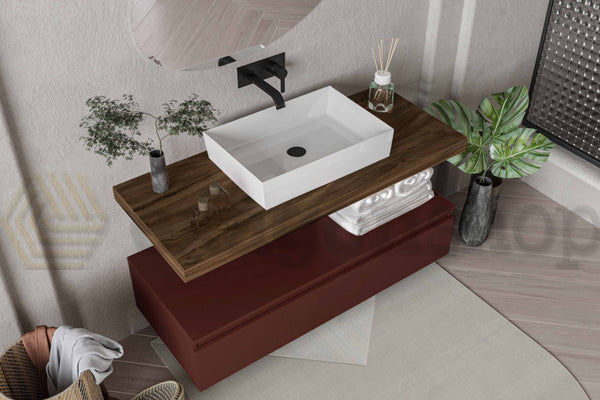 Mobile bagno tabacco ruggine opaco 80x50 Oasy con top porta lavabo