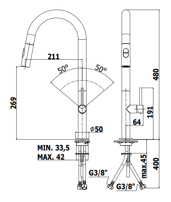 Paffoni Chef Ch185 Miscelatore Lavello Con Doccetta Estraibile Cromo