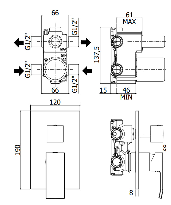 Paffoni Effe Ef018 Miscelatore Doccia Ad Incasso Con Leva Cromo