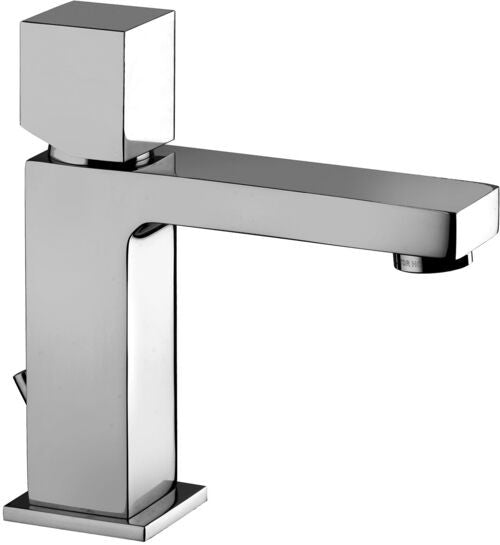 Paffoni Elle Elx075 Miscelatore Lavabo Con Leva Cubo Cromo, vista frontale su sfondo bianco