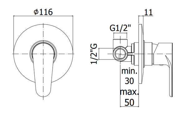 Paffoni Green Gr010 Miscelatore Monocomando Incasso Doccia Con Piastra 116 Mm Cromo