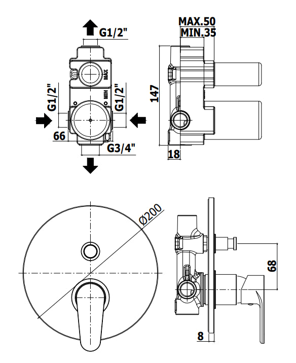 Paffoni Green Gr015 Miscelatore Incasso Doccia Con Deviatore Cromo