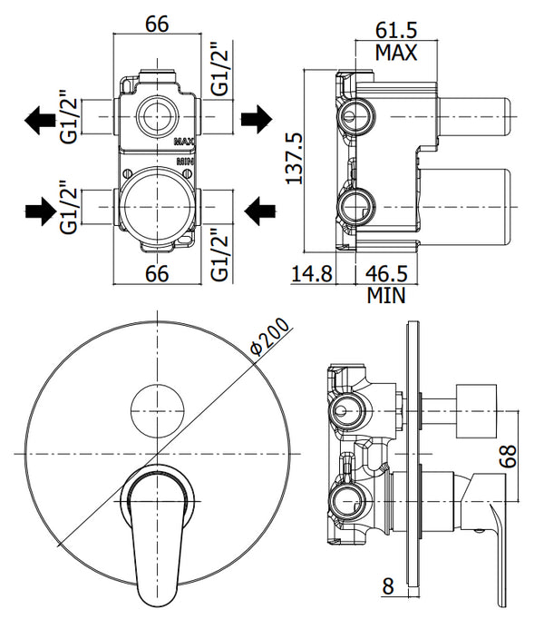 Paffoni Gree Gr018 Miscelatore Incasso Doccia 2 Vie Con Deviatore Cromo