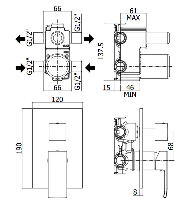 Paffoni Level Lec018 Miscelatore Incasso Doccia Con Deviatore Con Piastra In Abs Cromo
