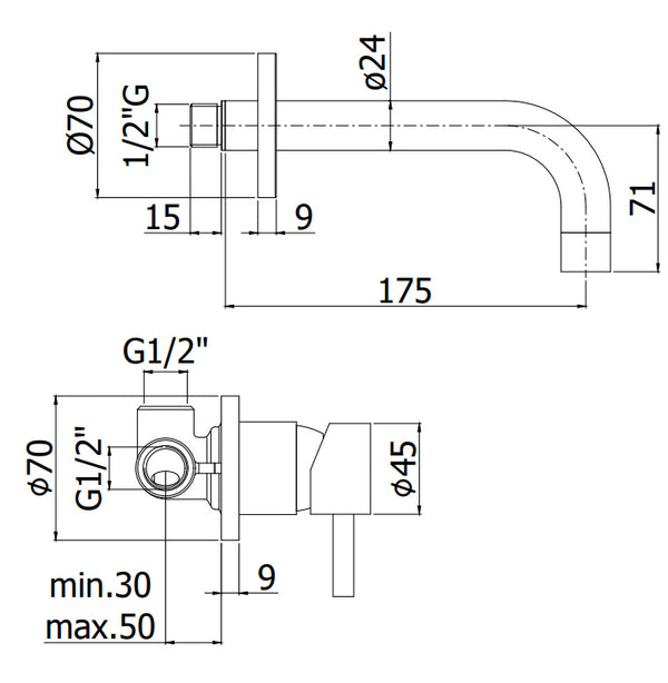 Paffoni Stick Sk007CR70 Miscelatore lavabo Incasso con bocca 245 Mm Cromo