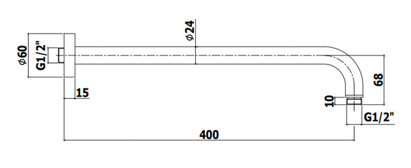 Paffoni Stick Zsof034 Braccio Doccia Lusso 40 Cm Per Soffione Nero Opaco