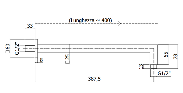 Paffoni Ringo West Zsof063 Braccio Doccia Quadro 40 Cm Nero Opaco