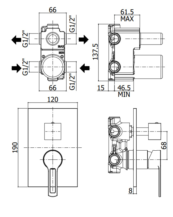 Paffoni Ringo Rin018no/m Miscelatore doccia Incasso Nero Opaco